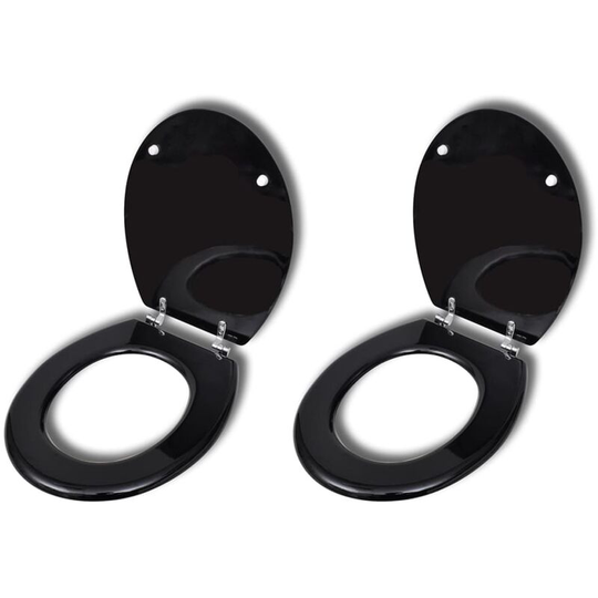 Toilet Seats with Hard Close Lids 2 pcs mdf Black VDTD18798 - Topdeal