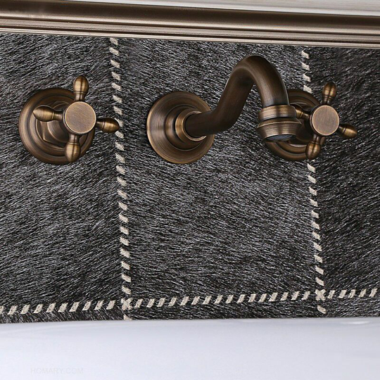 Kroos - Vintage style wall-mounted bronze sink faucet