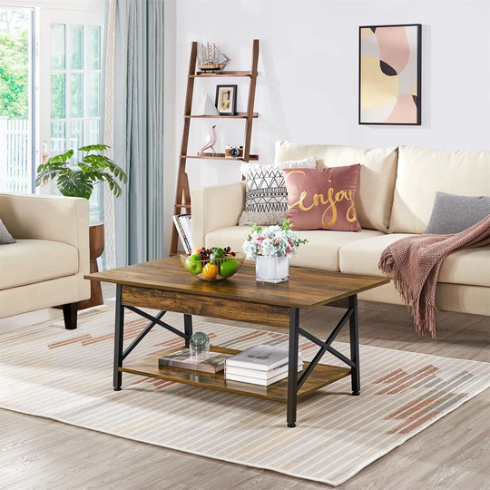 Ndustrial Coffee Table,Dark Brown