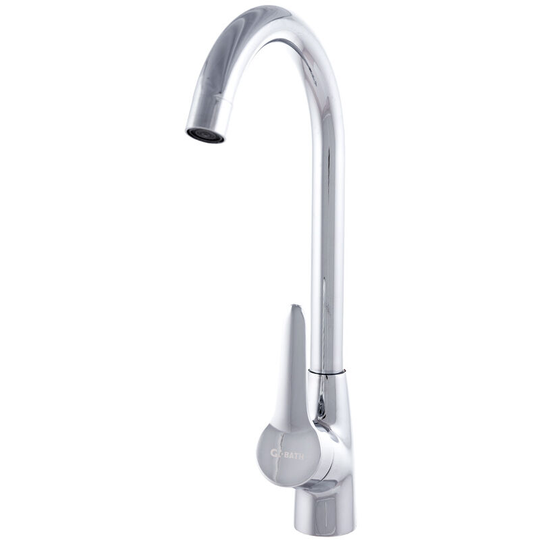 Brass / Zinc Kitchen Faucet, Chrome Plated, Hot-Cold Water, Hoses, High Spout, Single Handle [QLI-FA1051] (QLI-FA1051)