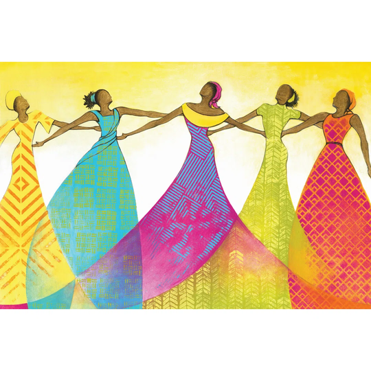 Five Women Arm In Arm Bright Colors 3