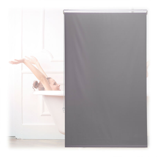Relaxdays - Bathroom Roller Blind, for Shower & Bathtub, Water Repellent, Quick Drying, Ceiling & Window, 100x240cm, Grey
