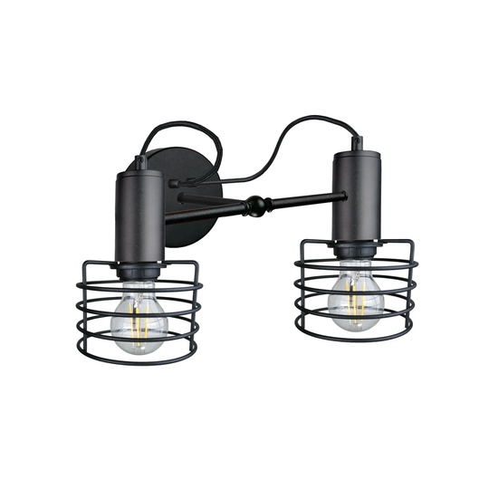 Rune Black 2-light Wall Sconce