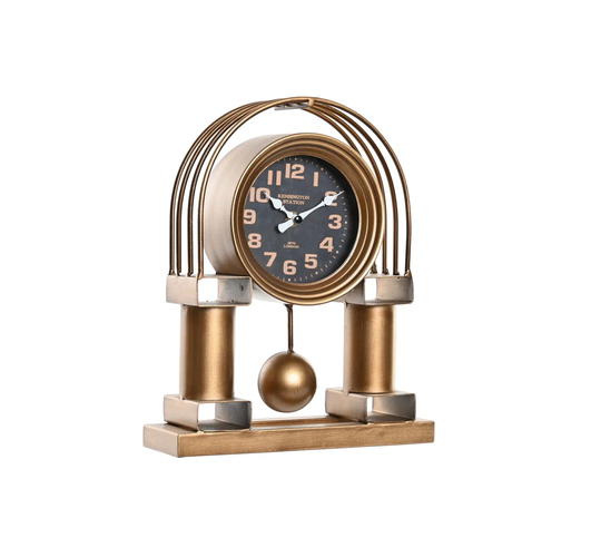 Boxrah Analog Metal Mechanical Table Clock in Gold/Silver