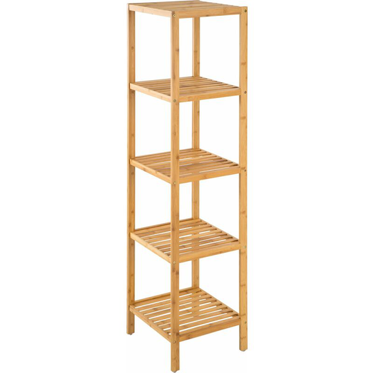 Tectake - Bathroom shelf unit 33x33x147cm - bath shelf, bamboo shelf, toilet shelf - brown