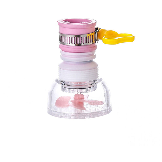 Rotary faucet drain, kitchen splash-proof water filter water purifier, pink - pink