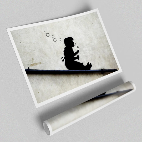 Drain Pipe Bubble Girl - Graphic Art Print on Paper
