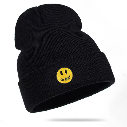 Sunflowergb - Black Embroidered Beanie for Men and Women - Winter warm stretchy knit cuff beanie.