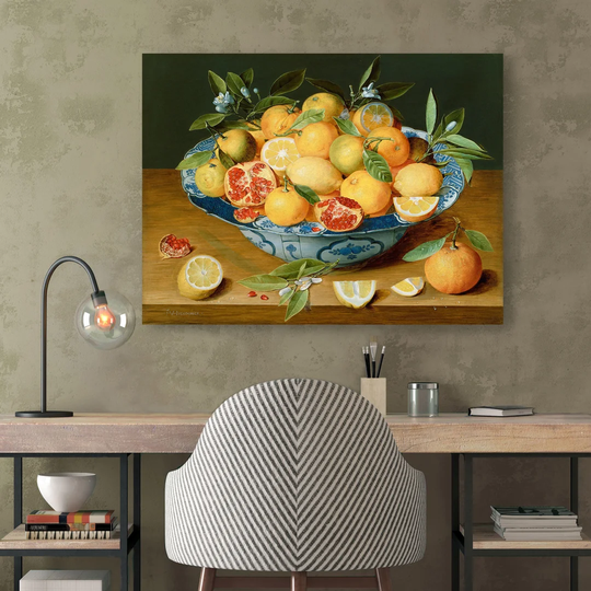 Still Life with Lemons and Oranges and a Pomegranate by Jacob van Hulsdonck - Unframed Painting Ptint on Canvas