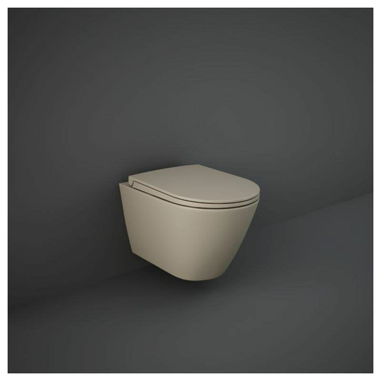 Rak Ceramics - rak Feeling Rimless Wall Hung Toilet with Soft Close Seat - Matt Cappuccino