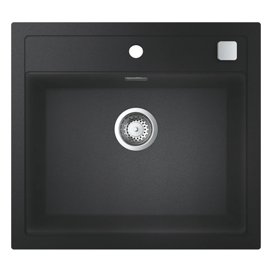 GROHE K700 composite sink, 56cm, in Granite Black, top-mounted, 1 bowl, with overflow and automatic waste fitting. 31651AP0