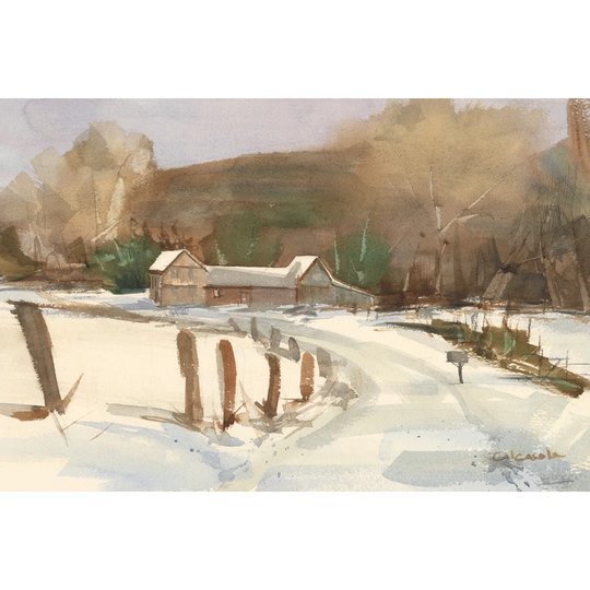 Connecticut Barns in Winter - Unframed Painting