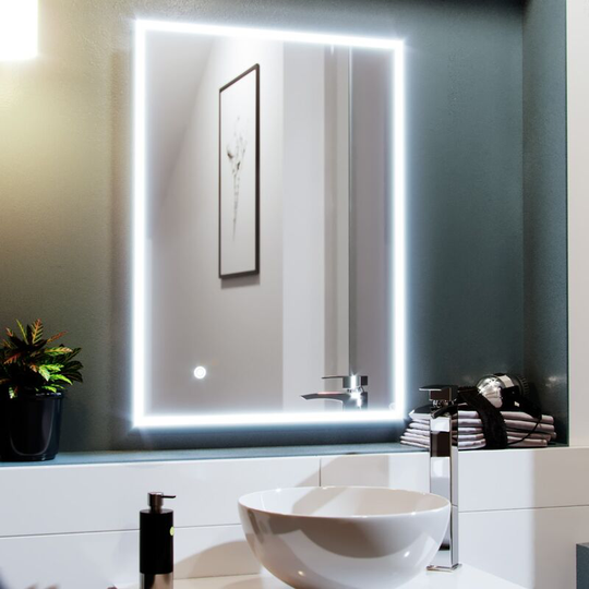 Full Edge led 500mm x 700mm Straight Corner Bathroom Mirror
