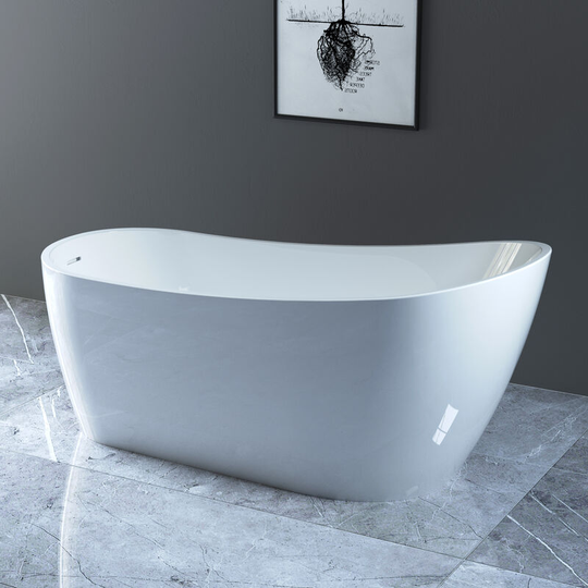 NRG - Traditional Design Freestanding Slipper Bath White Acrylic Bathtub Built in Waste 1665 x 720mm