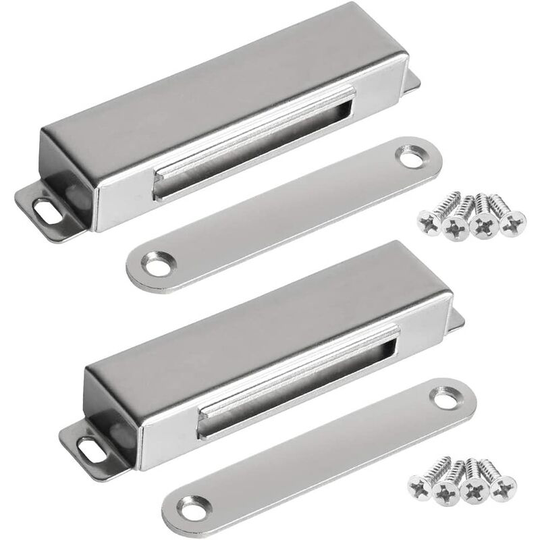 Magnetic Door Catch 30KG Pull Strong Magnet Cabinet Latches Magnetic Hardware Stainless Steel Chrome Door Closer for Bathroom Kitchen Sliding Door