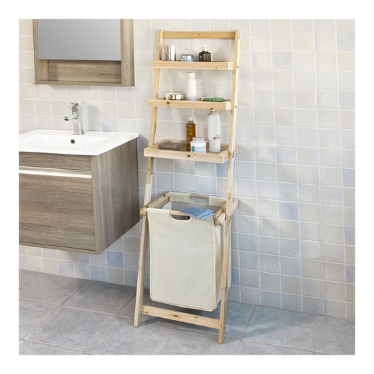 Sobuy - Storage Ladder Shelf,Wall Rack with Removable Laundry Basket,FRG160-N