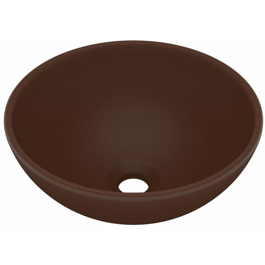 Luxury Bathroom Basin Round Matt Dark Brown 32.5x14 cm Ceramic Vidaxl Brown