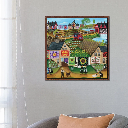 Quilters Sunflower Farmland by Cheryl Bartley - Painting on Canvas