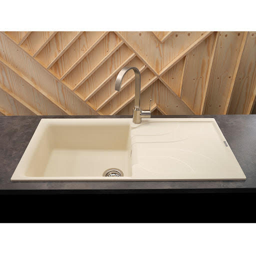 Reginox Elleci Cream Granite Inset Single Bowl Kitchen Sink with Waste Included - EGO 480 C