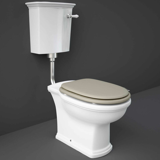 Rak Ceramics - rak Washington Low Level Toilet with Horizontal Outlet - Cappuccino Soft Close Wood Seat