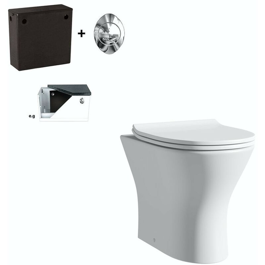 Derwent round compact back to wall toilet with soft close seat and concealed cistern - White - Orchard