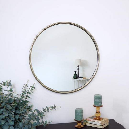 Large Round Champagne Gold Wall Mirror 70cm x 70cm - Champagne, Gold