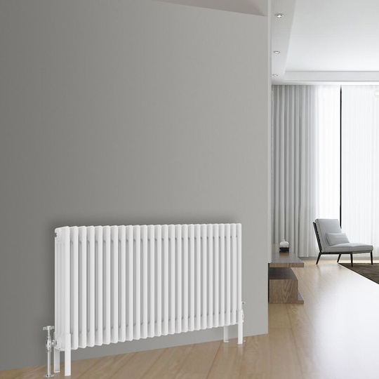 NRG - Traditional Cast Iron Style Radiator Central Heating Rads White Horizontal 4 Column 600x1190mm