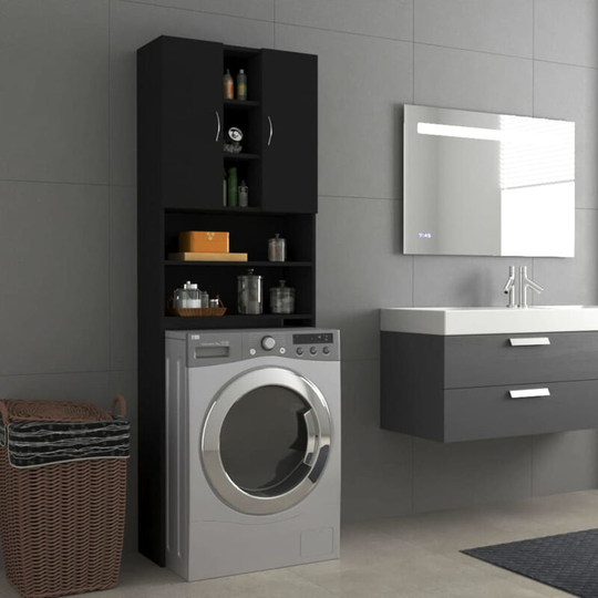 Asupermall - Washing Machine Cabinet Black 64x25.5x190 cm