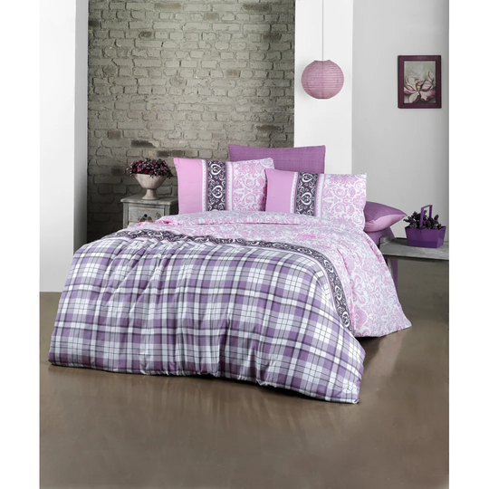 Carlos Purple/Pink/White 127 TC Modern & Contemporary Duvet Cover Set