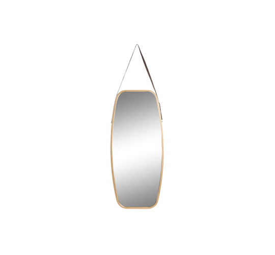 Elona Novelty Wood Framed Rope Hanging Accent Mirror in Gold