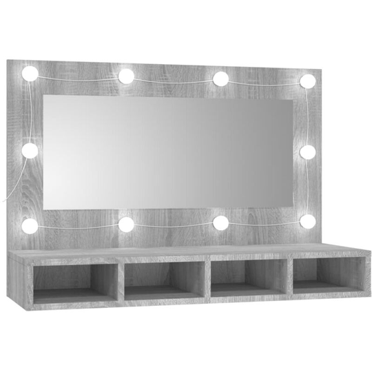 Vidaxl - Mirror Cabinet with led Grey Sonoma 90x31.5x62 cm Grey