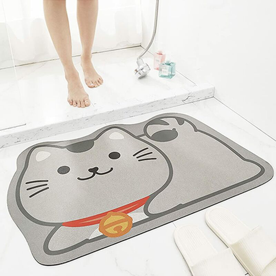 Perlerare - Absorbent Non-Slip Bath Mat ,Shower and Bathroom Mat,Non-Slip Bath Mat,Soft Bathroom Mat,Bathroom Mat (40_x_60_cm, Gray Cat)