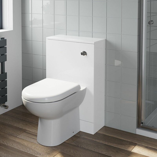 500mm Bathroom Toilet WC Back To Wall Modern Soft Close Seat White - White