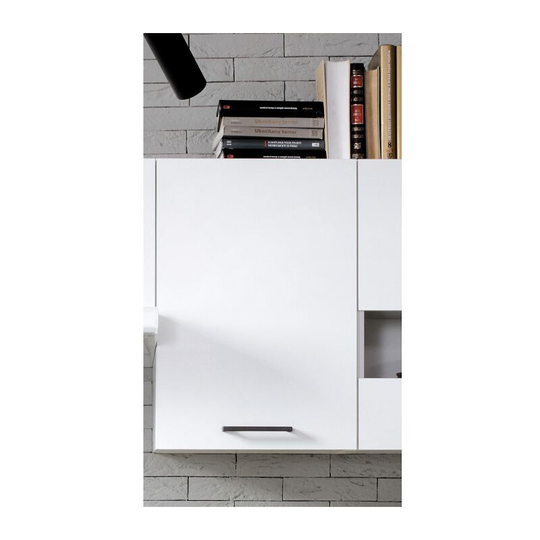 White Low Gloss 400 Kitchen Unit Wall Hung Cabinet 40cm Door Cupboard Junona - Grey / White
