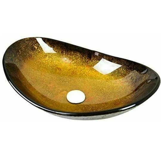 Modern Design Oval Bathroom Counter Top Wash Basin Sink, Glass Bowl Cloakroom Basin For Vanity Cabinet Toilets And Bathrooms (Basin Only)