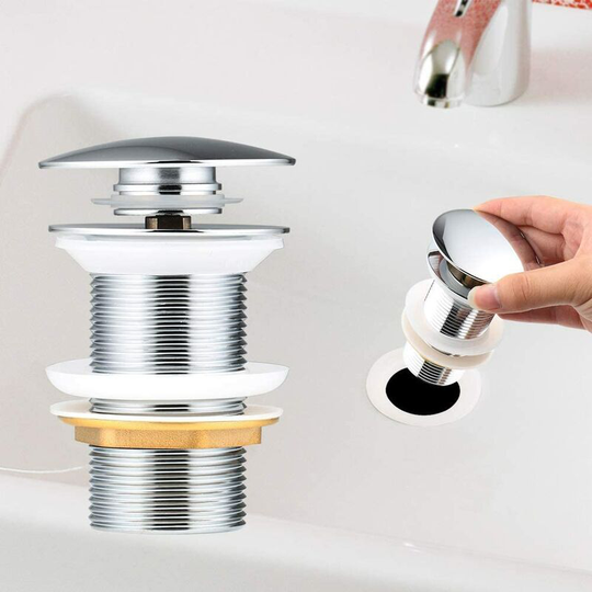 Automatic pop-up shield without too full Push Open emptying drain for chrome copper sink for pelvis without overflow