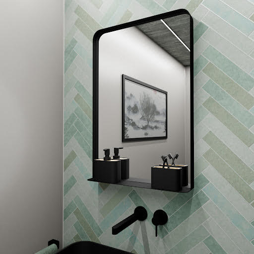 Vasari Mirror with Shelf - 500 x 750mm Black