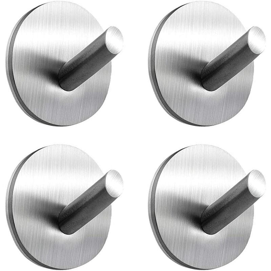 4-Piece Adhesive Hook, 8kg Max Stainless Steel Bathroom Wall Hook, Towel Bar With Adhesive Tape, Home and Office, Self-Adhesive - 4 - Litzee