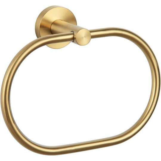 Brushed gold towel ring, stainless steel towel holder SUS304, bathroom towel holder, unique oval shaped towel holder for wall or cabinet - Litzee
