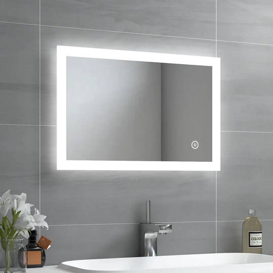 LED Bathroom Mirror 40X60cm Bathroom Mirror With Cold White Lighting Touch Switch And Fogproof IP44