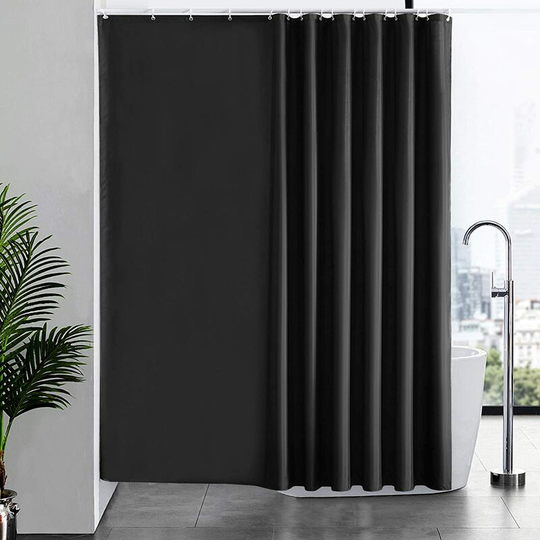 1Piece Mildew Proof Shower Curtain Black Washable Fabric Large Waterproof Polyester Bath Curtains for Bathtub Bathroom 240x200cm