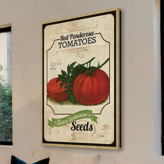 Seed Packet Tomato - Wrapped Canvas Advertisement Print