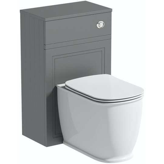 The Bath Co. Chartham slate matt grey back to wall unit and Beaumont toilet with slim soft close seat - Grey