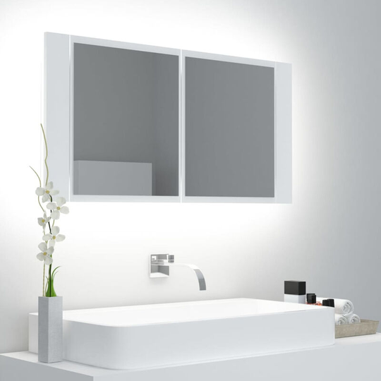 Led Bathroom Mirror Cabinet White 90x12x45 cm