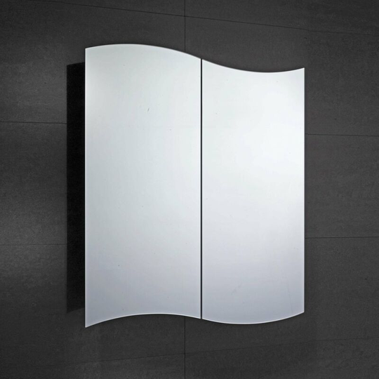 Tide 2-Door Mirrored Bathroom Cabinet 600mm Wide - Stainless Steel - Verona