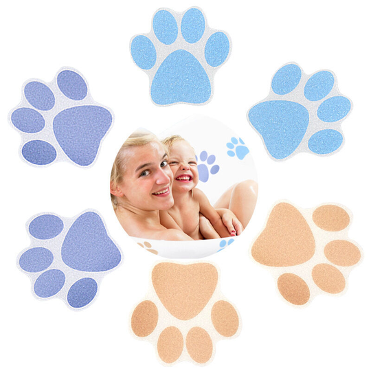 20pcs Non-Slip Bathtub Stickers Adhesive Paw Print Non-Slip Applique Brown
