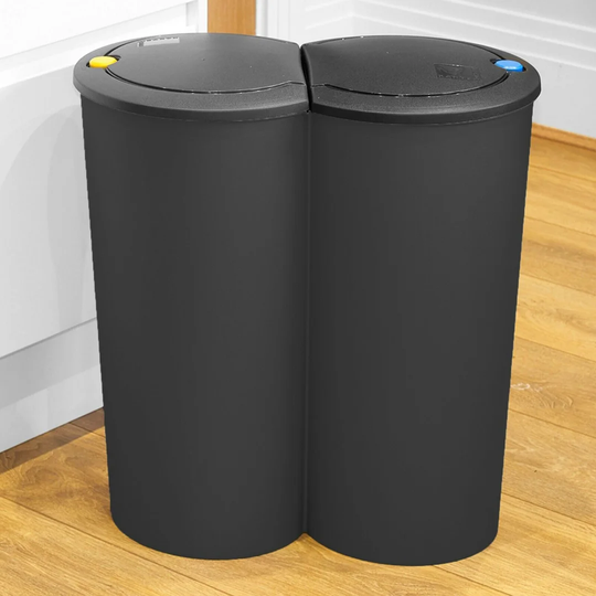 Plastic 50 Litre Touch Top Multi-Compartments Rubbish & Recycling Bin