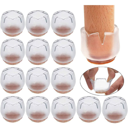 Perlerare - 16 Pieces Chair Caps 32-37mm Furniture Pads Round Square Silicone Protection Furniture Foot Pads Chair Leg Caps Table Cover Scratches