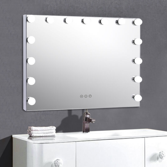 Livingandhome Makeup Dressing Mirror with Touch Sensor Dimmable 15 LED Lights