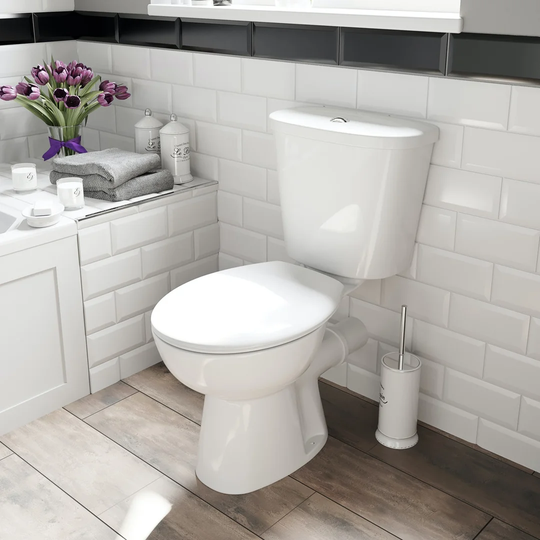 Baynes Close Coupled Toilet Button Flush and Soft Close Seat